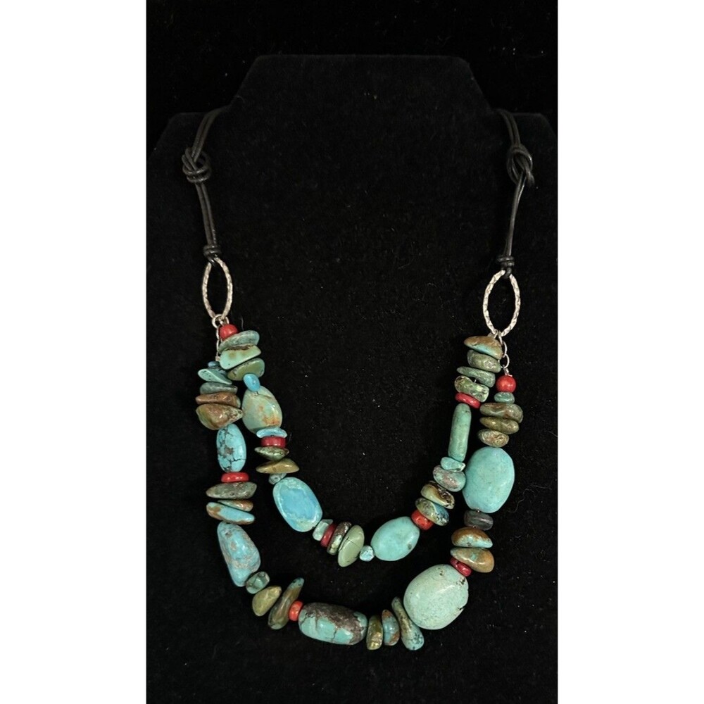 Peyote Bird Signed Necklace Sterling Silver Turquoise Coral Sundance Catalog 17”